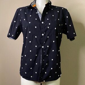 FREE PLANET youth black cotton button up Skull Print Shirt 🖤☠️